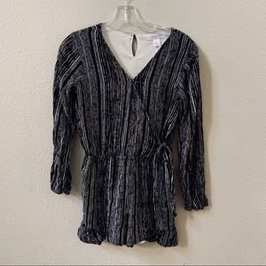 WHITE FAWN black white stripe flowy romper XL